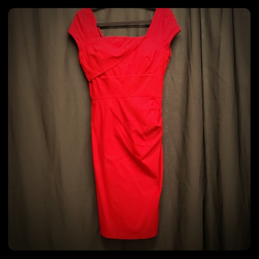 Retro 1950s Style Red Sheath Cocktail Dress